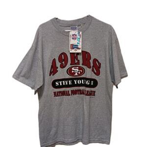 Vintage San Francisco 49ers Steve Young #8 NFL SF Size Large T-Shirt New W/ Tag